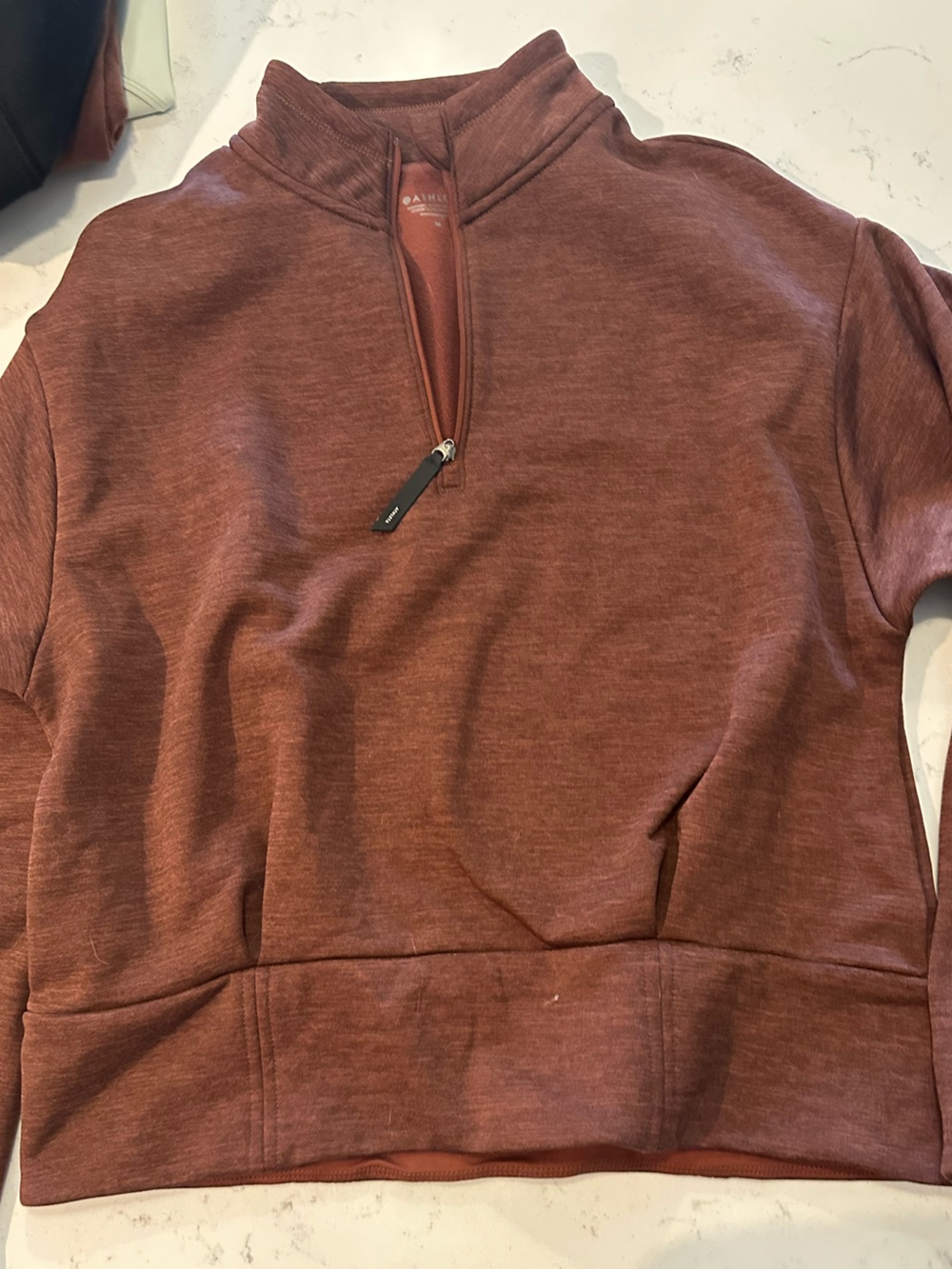 Athleta Women’s Marled Rust Quarter-Zip Pullover
